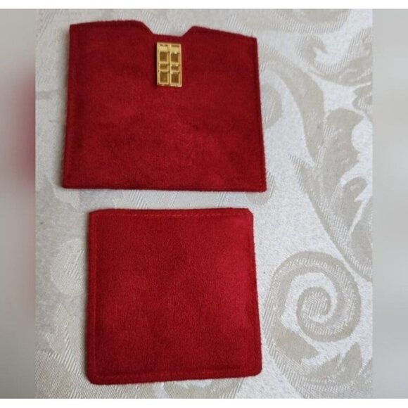 ELIZABETH ARDEN VINTAGE 1980s Red Faux Suede Travel MIRROR Compact Pouch NEW - Picture 2 of 6